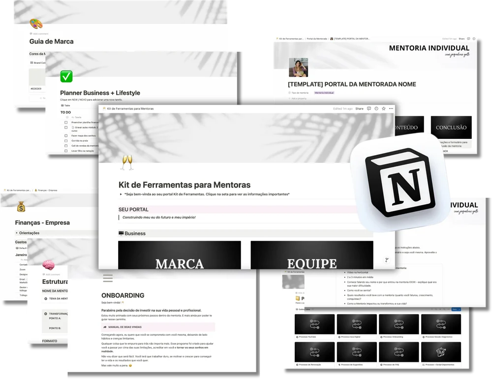Portais, planners e processos prontos do Combo da Mentora