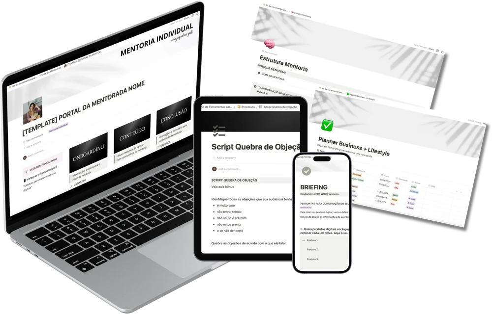 Templates do Combo abertos em notebook, tablet e celular